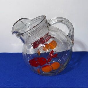 Anchor Hocking Vintage Glass Pitcher Fruit Tilted Ball Design Small Juice Orange